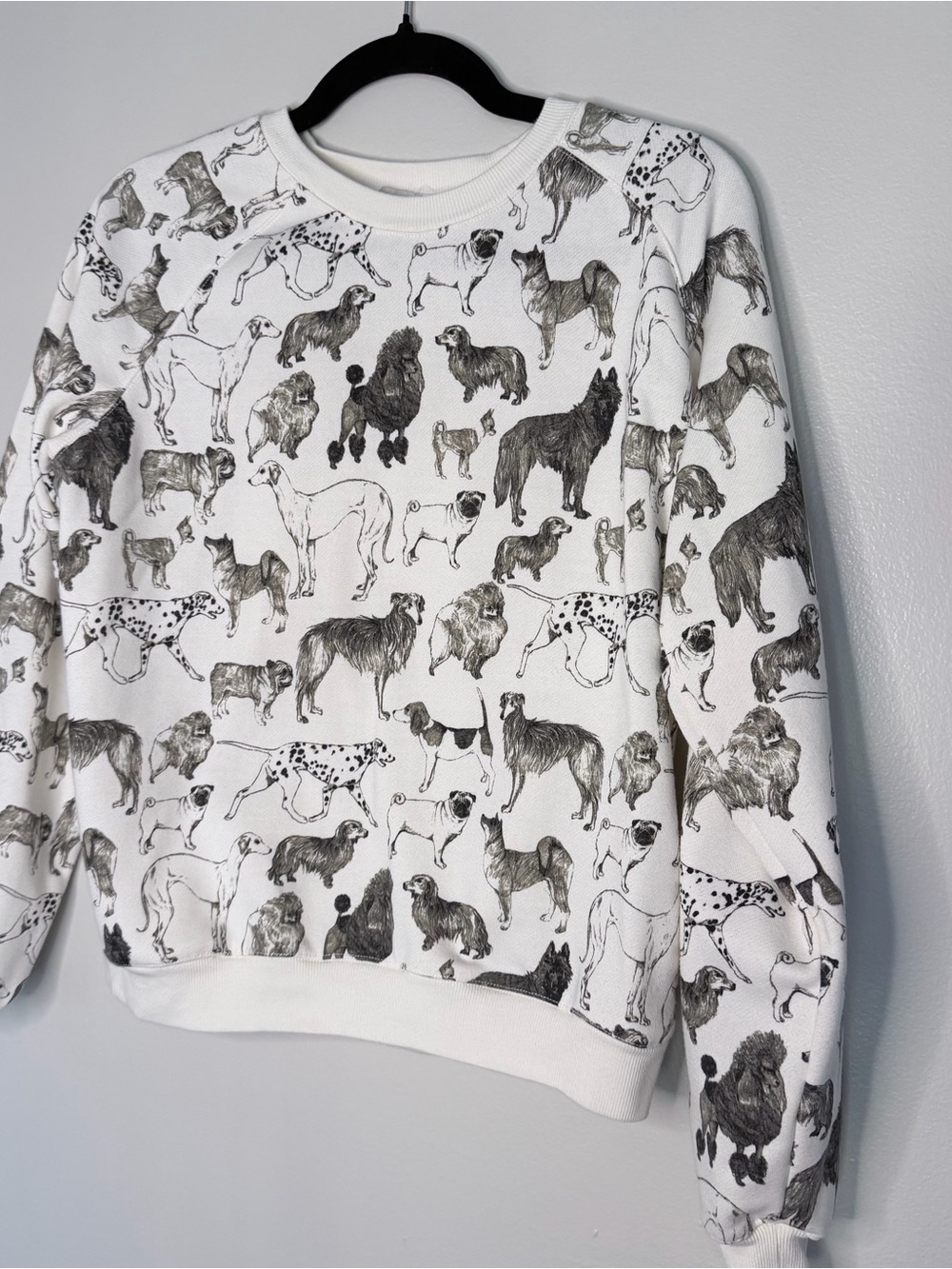 Maeve White Crewneck Sweatshirt with Black Dog Print